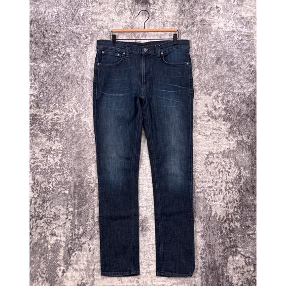 Nudie Jeans 33 x 34 Mens Lean Dean Dark Wash Denim